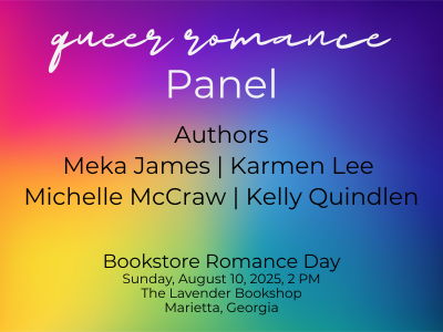 Queer romance panel at The Lavender Bookshop on August 10, 2025