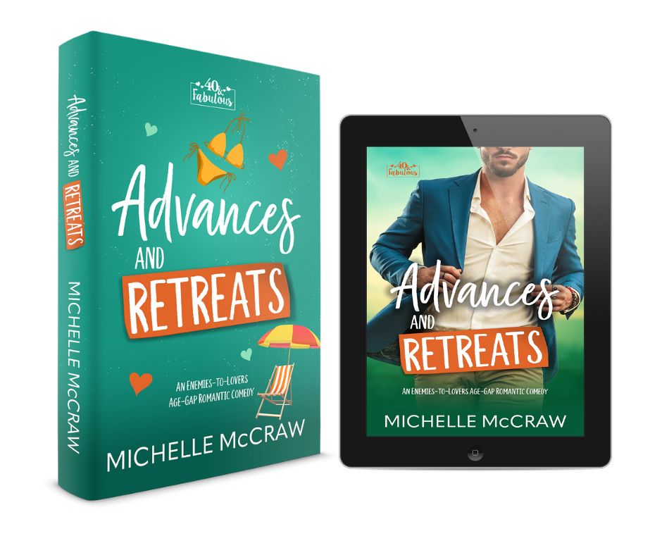 Paperback and ebook covers of Advances and Retreats by Michelle McCraw